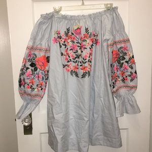 NWT FREE PEOPLE off-shoulder blue dress